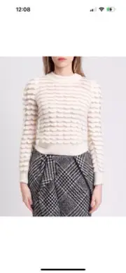RRP€450 ZIMMERMANN Dancer Jumper Size AU0 XS Alpaca & Wool Blend Scalloped Knit
