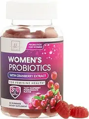 Womens Probiotic CFU Guaranteed with Cranberry, Vegan Strains, Probiotics for Women Supports Digestive, Immune, & Vaginal Health, Lovely Shelf Stable Gummy Supplement, No Soy Gluten - 60 Gummies