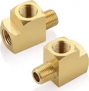 Boeray 2pcs 1/8" NPT Brass Metals Barstock Street Tee Pipe Hose Fitting