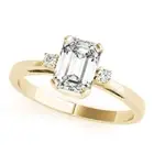 Emerald Cut Forever One Moissanite Three Stone Engagement Ring 14K Yellow Gold