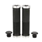 1 Pair of Bike Bicycle MTB Bike Handlebar Locking End Grips Anti-slip Cycling Handlebar Hand Grips with End Plugs Caps for Folding Mountain Bikessilver