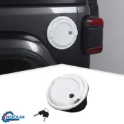 White Locking Fuel Filler Tank Cap Door Cover W/ Keys for 18+ Jeep Wrangler JL (for: Jeep)