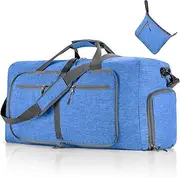 Gym Bag with Shoe Compartment Carry On Luggage Travel Bag Sports Bag Duffle Bag for Men and Women Foldable and Expandable Blue One Size