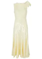 Roland Mouret Bow-embellished Sequin Midi Dress - Yellow - 6 (UK10 / S) 6 (UK10 / S)