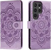 for Samsung Galaxy S22 Ultra Case Wallet with Card Holder Kickstand Magnetic Soft Leather Flip Fold Case for Samsung S22 Ultra Cover (Purple)