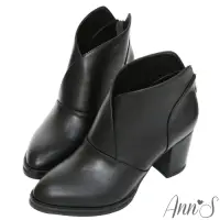 在飛比找Yahoo奇摩購物中心優惠-Ann’S紐約小姐-極度顯瘦V口零死角粗跟短靴-黑