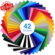 HTV Heat Transfer Vinyl Bundle: 42 Pack 30.5Cm X 25.5Cm Iron on Vinyls for Fabr