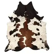 Pure Brown Tricolor Cowhide Rug Black Brown and White Luxurious Cow Skin Tri ...