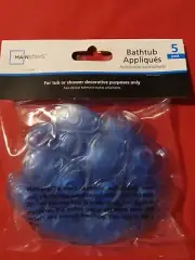 Blue Bathtub Appliques Mini Mats Suction Cups *New in package of 5*