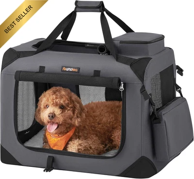 Collapsible Dog Carrier Portable Soft Pet Crate Medium Oxford Fabric Mesh 60x42c