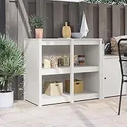 Outdoor Kitchen Cabinet White 106x55x92 cm Solid Wood Pine,Kitchen Cabinets-868178