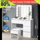 ALFORDSON Dressing Table Stool Set Makeup Mirror Desk LED 12 Bulbs White