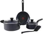 T-fal Initiatives Nonstick Cookware Set 6 Piece Oven Safe 350F Cookware, Pots and Pans, Oven, Broil, Dishwasher Safe Gray