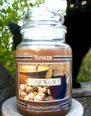Yankee Candle Black Band "MAPLE WALNUT" Large 22 oz. ~ WHITE LABEL ~ RARE ~ NEW