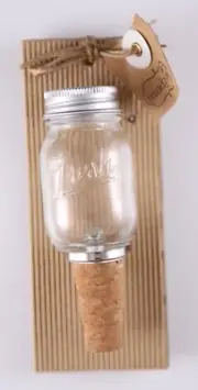New Mud Pie Glass Mason Jar Bottle Cork Stopper - Great for Wine