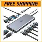 Multiport USB C Hub with Dual Monitor Support - Ideal for Dell/HP/Lenovo Laptops