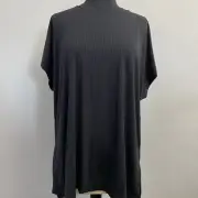 Mono B Women's Gingham Relaxed Fit Athletic Top Black Size Large NWT Flowy