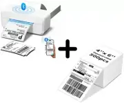 White Bluetooth Thermal Shipping Label Printer, with 4" X 6" Fan-Fold Direct The