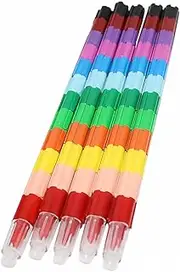 FUNNETOYU 5Pcs Buildable Crayons for Colorful Stackable Crayon Safe and Fun Art Supplies for Creative Learning and Color Recognition for Parties and Sharing