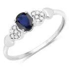 0.44 Carat Natural Blue Sapphire and Diamonds 14K White Gold Women Promise Ring