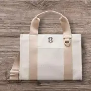 Rare New Lululemon Two-Tone Canvas Tote Bag Mini 4.5L NWT Mojave Tan/Light Ivory