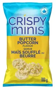 Quaker Crispy Minis Butter Popcorn Flavor Brown Rice Chips, 100g