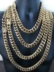 HARLEMBLING 18mm Mens Miami Cuban Link KILO Chain 14k Gold Plated HEAVY 18"-30"