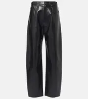 [Agolde] Agolde Luna high-rise leather-blend barrel-leg jeans XXL black