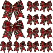 Jetec 12 Pcs Christmas Buffalo Plaid Bows Decorations 6 Inch Christmas Check Plaid Bows Tie Bows Wreaths Ornaments for Garland DIY Crafts Wedding Home Indoor Outdoor Decor (Red Plaid)