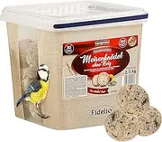 Fidelio Fat Balls Without Net, All-Year Wild Bird Food, High-Protein/Energy, High-Quality Bird Food for Wild Birds, Pack of 30 in Bucket, 2.5 kg