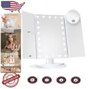 9.4"x13.4" Trifold Makeup Mirror with Adjustable LED Lighting and Magnification