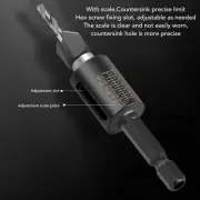 4 Flute Countersink Drill Bit M2 HSS Depth Adjustable 1/4In Hex Shank Step.