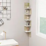Wall Corner Shelf White and Sonoma Oak 20x20x127.5 cm Engineered Wood