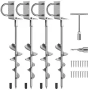 Multi-Purpose Ground Anchors Screw in, 16in 4Pack Fully Welded Heavy Duty Tra...