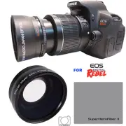 WIDE ANGLE + MACRO LENS FOR CANON EOS M200 MIRRORLESS WITH 15-45MM LENS
