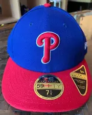 New Era Hat 7 1/4 Philadelphia Phillies 5950 Low Profile Fitted MLB Cap-BLUE/RED