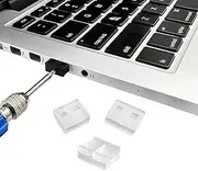 10Pcs USB Port Lock with 1 Keys, Locking USB Port/Dust Blocker, USB Dust Cover Cap Female Port Plugs Protector, Compatible with Computer,TV,Router,USB Devices (Transparent)