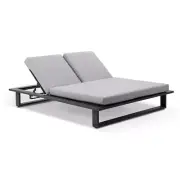 NEW Arcadia Double Aluminium Sun Lounge In Charcoal - Outdoor Sun Lounges