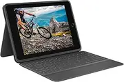 Logitech Rugged Folio for iPad (7th, 8th, & 9th Generation) Protective Keyboard Case, QWERTZ German Layout - Graphite