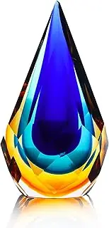 Yao Yuan Hand-Blown Glass Sculpture Glass Decor Murano-Style Glass Statue and Figurine Wonderful Gift, Blue and Green Color