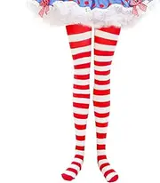 [Arrovarp] Christmas Tights - Full Length Christmas Striped Tights | Christmas Thigh High Stocking for Daily Wear