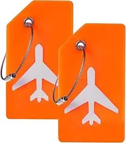 [Generic] 2 Pack Initial Letter Silicone Luggage Tag Baggage Handbag School Bag Suitcase Instrument Tag Orange (Orange, One Size)