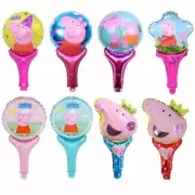 Peppa Pig Balloon 5/10pcs Hand-held Foil Balloon Sticks Party Lollies Gift