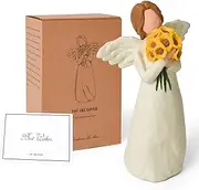 Sunflower Gifts for Women, Guardian Angel Figurines with Sunflower Bouquet - Hand-Painted Resin Collectible Figure for Women, Mum, Teachers - Unique Home Décor & Angel Gifts in Christmas, Birthday