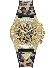 Guess GW0814L3 Gold Dial Black Silicone Womens Watch