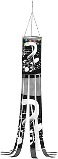 Halloween Garden Black White Music Note Windsock Lights Halloween Lighted Windsock for Patio Yard Pathway Party Decor