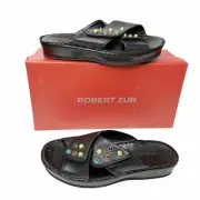 NEW Robert Zur 5.5 Sandals Criss Cross Platform Slides Black Leather Soft $285