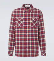 [God's True Cashmere] God's True Cashmere Ski Santa Fe plaid cashmere shirt UK 16,5 red