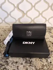DKNY Black kendrix flap Crossbody Clutch Wallet on Strap Purse MSRP $128, New