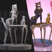 1/24 Resin Cat Girl Hero Unassembled Unpainted 3453